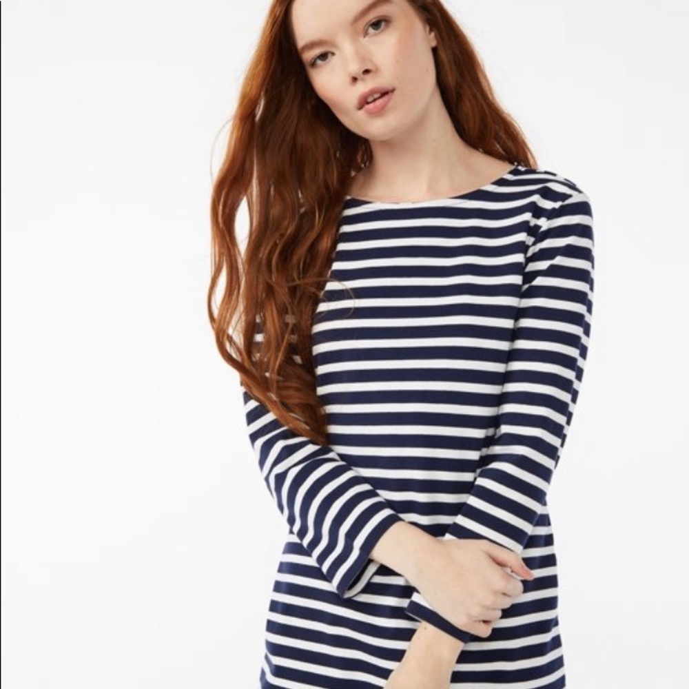 Stripped Dress long sleeve and JEWEL Neck